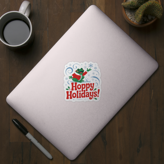 Hoppy Holidays Frog Christmas Amphibian Design by BirdsnStuff